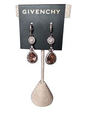 Givenchy Rose Gold and Clear Crystal Teardrop Drop Earrings